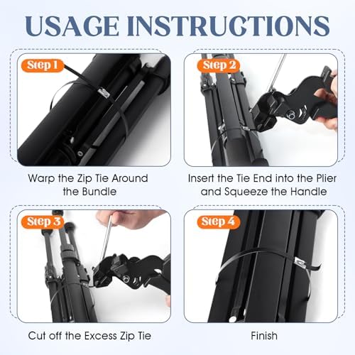 Metal Zip Ties Gun Set, Stainless Steel Zip Tie Tool with 150PCS Black Metal Zip Ties Heavy Duty Outdoor, Fastening Cutting Tie Tool Sets for Chain Link Fence, Exhaust Pipes, Automotive - Image 3