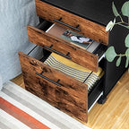 HOOBRO 3-Drawer File Cabinet, Wooden Under Desk Filing Cabinet, fits A4/Letter Size for Home Office, Small Rolling Storage Drawer Chest, Printer Stand with Drawers, Rustic Brown and Black BF02WJ01G1 - Image 5