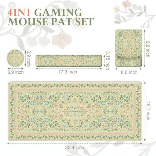 iCasso Mouse Pad with Wrist Rest, Large Desk Mat Set, Bean Green - Image 2