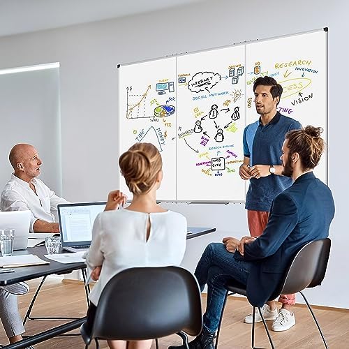XBoard Magnetic Whiteboard 72 x 40 Inch | Foldable Dry Erase Board with Aluminium Frame & Marker Tray 6' x 3' | Wall Mounted - Image 5