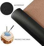 MAIDERN (47” + 47”) x 15.7” L Shaped Corner Desk Mat, Cork & Leather Reversible Desk Pad for Gaming Computer Office Home (Black) - Image 4