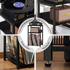 LELELINKY Black End Table, Small Side Table with Metal Frame,Modern Record Player Stand with Storage Shelf, Wood 3 Tier Sofa Bedside Tables, Narrow Nightstand for Living Room Bedroom Office - Image 6