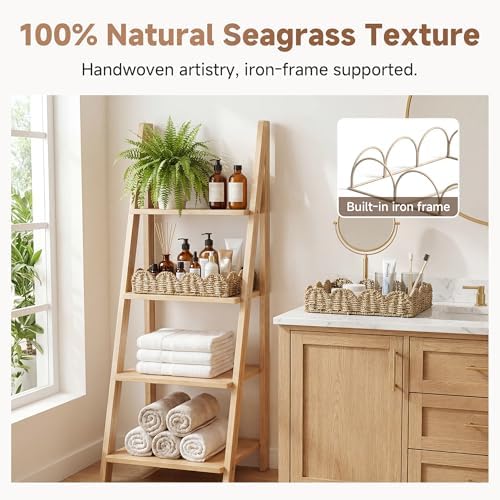 StorageWorks Wicker Scalloped Basket, Large Bathroom Baskets for Organizing - Image 4