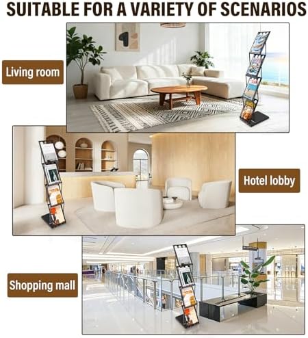 4-Pocket Foldable Magazine & Brochure Display Rack, Portable Literature Stand for Office, Trade Shows and Exhibitions, with Carrying Bag (Black) - Image 6