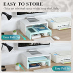 TEAMIX 2-Pack White Monitor & Laptop Stand Riser, High-Low Dual Monitor Set - Image 3