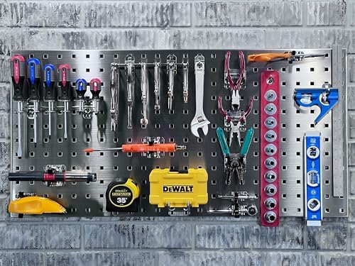 Triton Products LB18-SKIT Stainless Steel LocBoard Kit With (2) 18" x 36" x 9/16" Pegboards, (32) Stainless Steel Pegboard Hooks, (3) Plastic Bins - Image 4