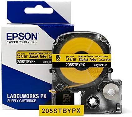 LABELWORKS Epson 205STBYPX Heat Shrink Tube - Black on Yellow - 5mm - Image 6