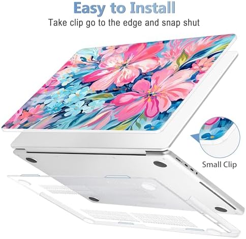 Mektron for 2026 MacBook Pro 14-inch M5 Case A3427 A3426 Fits 2025-2021 A3434 M4 A3112 A3401 A3185 M3 A2918 A2992 M2 A2779 M1 A2442 Pro/Max, Printed Hard Shell Laptop Cover, Hand-Painted Flowers - Image 3