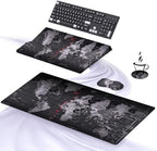 Ospelelf Ergonomic Mouse Pad and Keyboard Stand Wrist Rest Pad Set with Large Mousepad, Memory Foam Comfort, Premium Office Desk Accessories for Pain Relief and Efficiency, Black Map by OspelelfOfficeSupplies