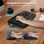 Wireless Keyboard and Mouse Combo, Full-Sized Ergonomic Wave Keys Keyboard with Memory Foam Wrist Rest & Phone Holder, 2.4G Quiet Keyboard Mouse Work Setup for PC Laptop, Office or Home (Black) - Image 4