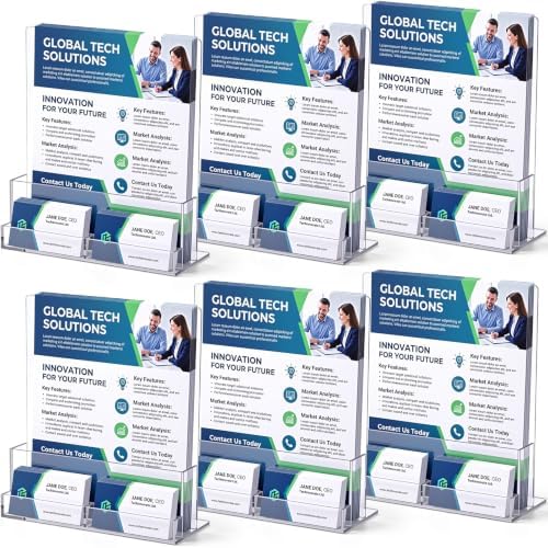 Marspark 6 Pcs Acrylic Brochure Holders with Business Card Holder by Marspark
