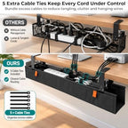 Fabric Under Desk Cable Management Tray 35.4” No Drill with Cable Ties - Image 6