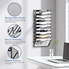 EasyPAG Wall File Organizer for Office 10 Pocket Mesh Wall Mounted Paper Organizer Hanging Folder Holder with Nametag Label for Home School, Black - Image 2