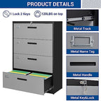 Fesbos Metal Steel 4 Drawer Lateral File Cabinet with Lock, Filling Cabinets for Home Office, Lockable Storage Cabinet for Hanging Files Letter/Legal/F4/A4 Size-Assembly Required - Image 6