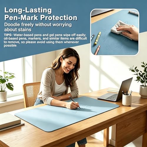 Office Desk Mat, Waterproof Writing Pad, Large Laptop Mouse Pad, Computer Keyboard Mat, PU Non-Slip Desk Blotter, Leather Desk Pad Protector for Office and Home 31.5X 47 inch - Image 6