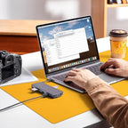Leather Desk pad Protector, Office Mat, Large Mouse Mat, Non-Slip PU Leather Blotter, Laptop Desk Pad,Waterproof Laptop Computer Desk Keyboard Mat for Office/Work/Home/Decor (Yellow, 55in*18in) - Image 2