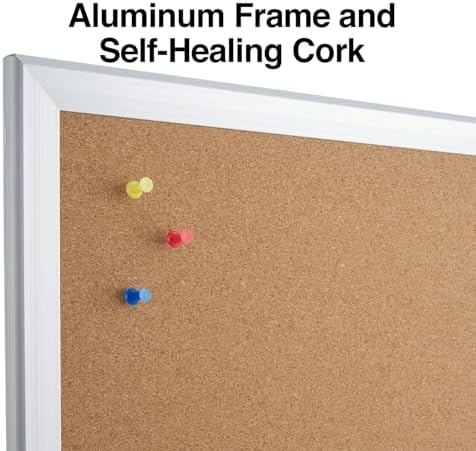 Staples Cork Bulletin Board, Aluminum Frame, 3x2 Ft, Self-Healing - Image 3