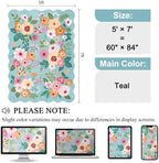 DUKINO 5x7 Area Rugs for Bedroom, Floral Washable Rug Non Slip, Teal - Image 2