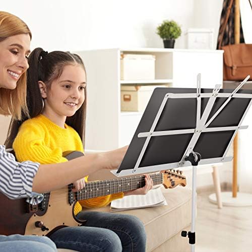 CAHAYA Sheet Music Stand Portable Folding Dual Use Desk Book Holder White - Image 6