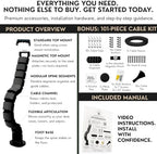 Under Desk Cable Management Spine, Standing Desk Wire & Cord Organizer, Adjustable 53 Inch Cable Spine, Magnetic & Screw-in Mount, Black Vertebrae - Image 5