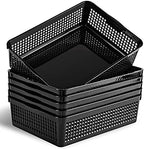 Eslite A4 Size Plastic Storage Basket,Desktop File Paper Letter Organizer Tray, 6-Packs (Black) by Eslite