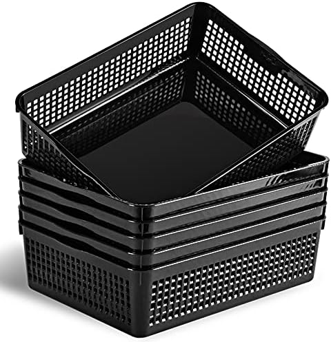 Eslite A4 Size Plastic Storage Basket,Desktop File Paper Letter Organizer Tray, 6-Packs (Black) by Eslite