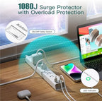 Addtam 10ft Power Strip Surge Protector, 6 Outlets and 4 USB Port (2 USB C) - Image 6