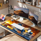 Large Mouse Pad, Keyboard Wrist Rest Set, Ergonomic Mouse Pad with Wrist Support, Desk Mat with Stitched Edges + Coaster, Extended Desk Pad Waterproof Desk Mat for Home Office Game I Running Horse - Image 2