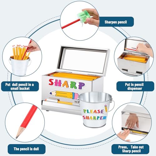 Yaocom Stainless Steel Pencil Dispenser Kit for Classroom,Silver - Image 3