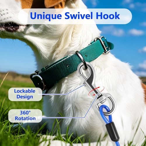 Heavy Duty Dog Tie Out Cable and Stake,30FT Rust Proof Dog Tether Leads for Yard,360°Swivel Spiral Dogs Stake&Chain Up to 200 lbs, Ground Anchor for Outdoor Beach Camping - Image 4