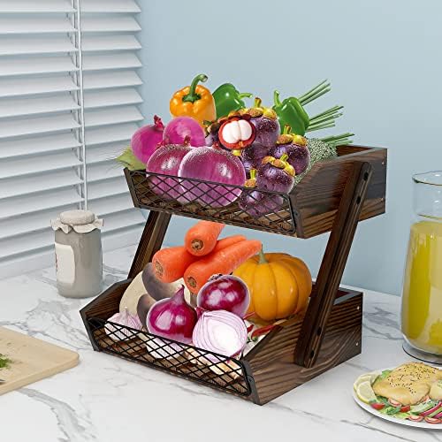 Dorhors Fruit Basket for Kitchen Counter Organizer,Fruit Bowl Stand Storage - Image 3