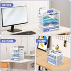 Daltack 6-Tier Paper Organizer for Desk with Handle, White, 2 Pack - Image 6