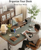 Aothia Faux Leather Desk Mat - Large Mouse Pad, Non-Slip PU Leather Blotter, Waterproof Writing Surface for Office and Home (Jungle Green, 63" x 24") - Image 3