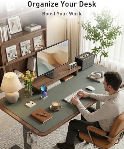 Aothia Faux Leather Desk Mat - Large Mouse Pad, Non-Slip PU Leather Blotter, Waterproof Writing Surface for Office and Home (Jungle Green, 63" x 24") - Image 3
