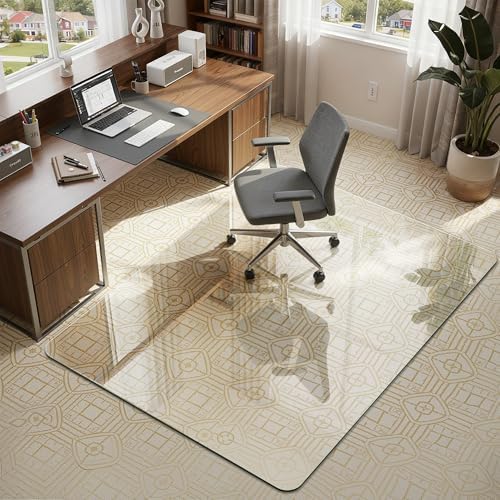 45"x60" Tempered Glass Office Chair Mat for Carpet & Hardwood Floor by Unknown