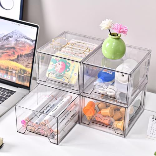 6 Pack Stackable Storage Drawers,Makeup Organizer with Pull-out Drawer - Image 6