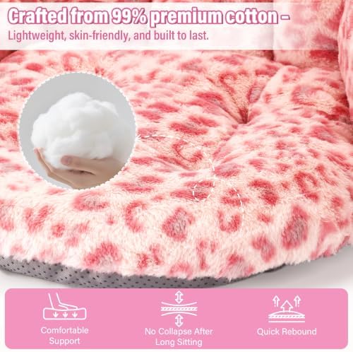 DOBUONO Comfy Office Chair Cushion, Cute Seat Cushion Kawaii Cushion for Gaming Chair with Backrest Non-Slip Floor Seating for Adults and Pets Pink Leopard Print Stuff for Room Decor - Image 5