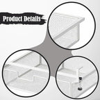 under Desk Drawer Basket Clamp on Container Saving Mesh Metal Desk Attachment File Holder Slide Out Organizer, White S - Image 2