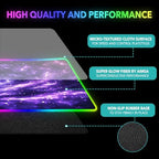 AIMSA RGB Mouse Pad LED Gaming Mouse Pad with 14 Lights Modes, Non-Slip Rubber Base Computer Carpet Desk Mat for PC Laptop (35.4 x 15.8 inch) Purple Blue Nebula - Image 5