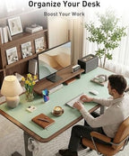 Aothia Faux Leather Desk Mat - Large Mouse Pad, Non-Slip PU Leather Blotter, Waterproof Writing Surface for Office and Home (Aqua, 63" x 24") - Image 3
