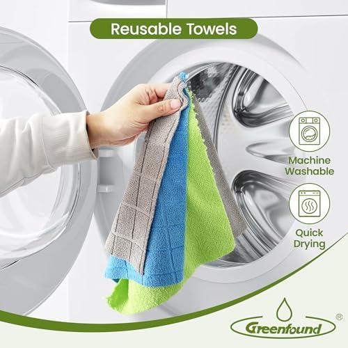 Greenfound Microfiber Cleaning Cloth Roll, 80 Pack Tear Away Towels, Reusable Washable Lint Free Scratch Free Absorbent Cleaning Rags for Kitchen Home Car Window Glass, 11.5 x 11.5 Inch Wave Green - Image 7