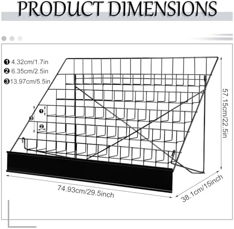Queekay 6 Tier Wire Countertop Rack black Comic Book Holders Wide Wire Magazine Rack Tabletop Display Stand for Table Top Book Brochure Literature Comic Greeting Card Shelf Holder Stand - Image 2