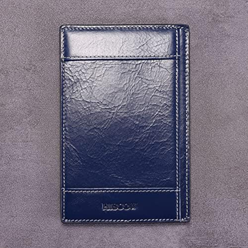HISCOW Leather 3x5 Index Card Holder, Pocket Note Jotter, Antiqued Blue - Image 4