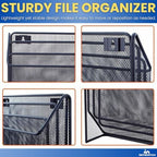 1InTheOffice 3 Tiers File Folder Organizer, Desk Sorter, Black Mesh Organizer - Image 5