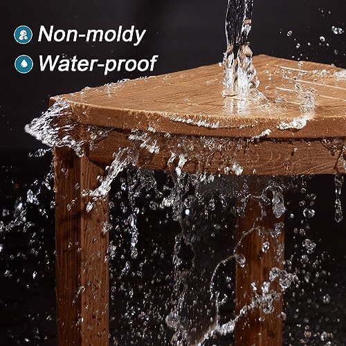 KaimuBench Corner Shower Stool for Shaving Leg, Waterproof Bathroom Shower Bench Seat for Inside Shower, Poly Lumber Plastic Shower Chair Seat, Shower Foot Rest with Adjustable Feet, Non-Slip, Brown - Image 5