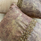 The HomeCentric Pack of 2 Decorative Oblong Pillow Cover Ivory & Gold, 12"x26" (30x65 cm) Velvet Gold Foil, Sequins Embroidered, Handmade Cushion Covers for Sofa, Couch, Abstract - Shimmering Erosion - Image 7