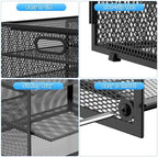 Lavatino 14 Compartments Paper Organizer for Desk, Mesh Literature Organizer, Mail File Sorter Tray with Handle, Desktop Mailbox for Office Classroom Home, Black - Image 3