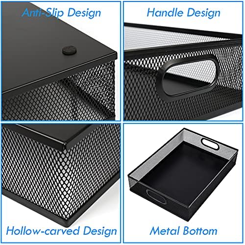 2 Pcs Desk Drawer Organizer, A4 Large Metal Mesh Desk Organizer Tray, Versatile Storage Box Set for Office Home Supplies,13 x 9 inches - Image 4