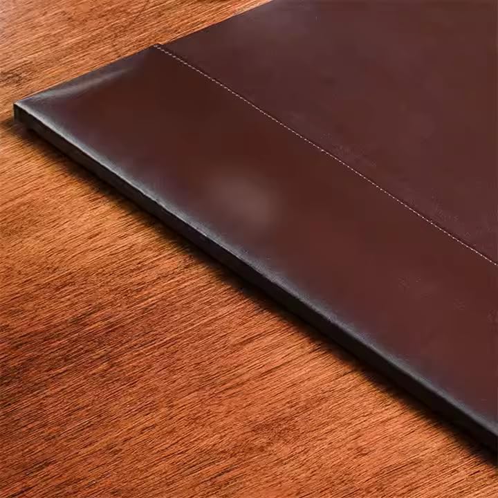 Professional Leather Desk Mat Brown Writing Surface, Raised Edge Stitching Desk Protector, Large Leather Executive Desk Pad (30" x 18") - Image 5