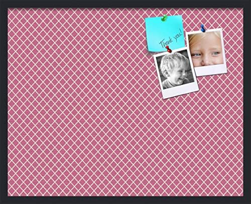PinPix 30x24 inch Cork Bulletin Board. This Decorative Framed Pin Board Comes with Diamond Pattern in Hot Pink Design and Satin Black. Ideal for Home, Office Decor or School (PinPix-302) by PinPixBulletinBoards